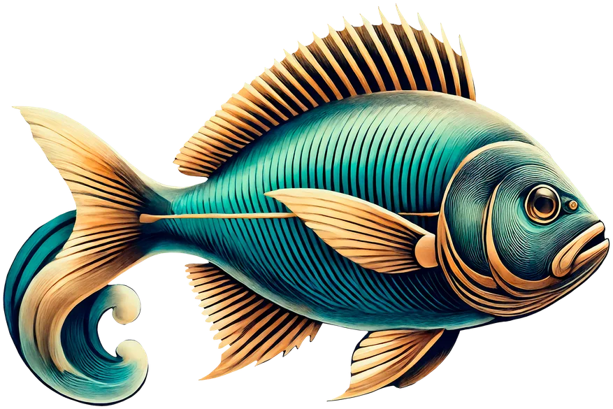 Ilustração de uma dourada, símbolo da Pescalgarve
